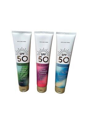 BATH & BODY WORKS TROPICAL SPF50 SUNSCREEN LOTION 3 PC SET WATER RESISTANT